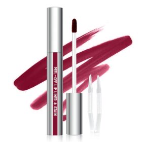 Cilrofelr Peel Off Lip Tattoo Liner Stain | Long-Lasting, Matte, Waterproof & Transfer-Proof Lip Color with Tweezer (Berry)