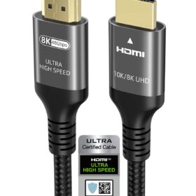 Ultra High Speed HDMI 2.1 Cable, 10ft 48Gbps Bandwidth – Certified 8K@60Hz & 4K@240Hz for PS5, Xbox Series X, & Home Theater