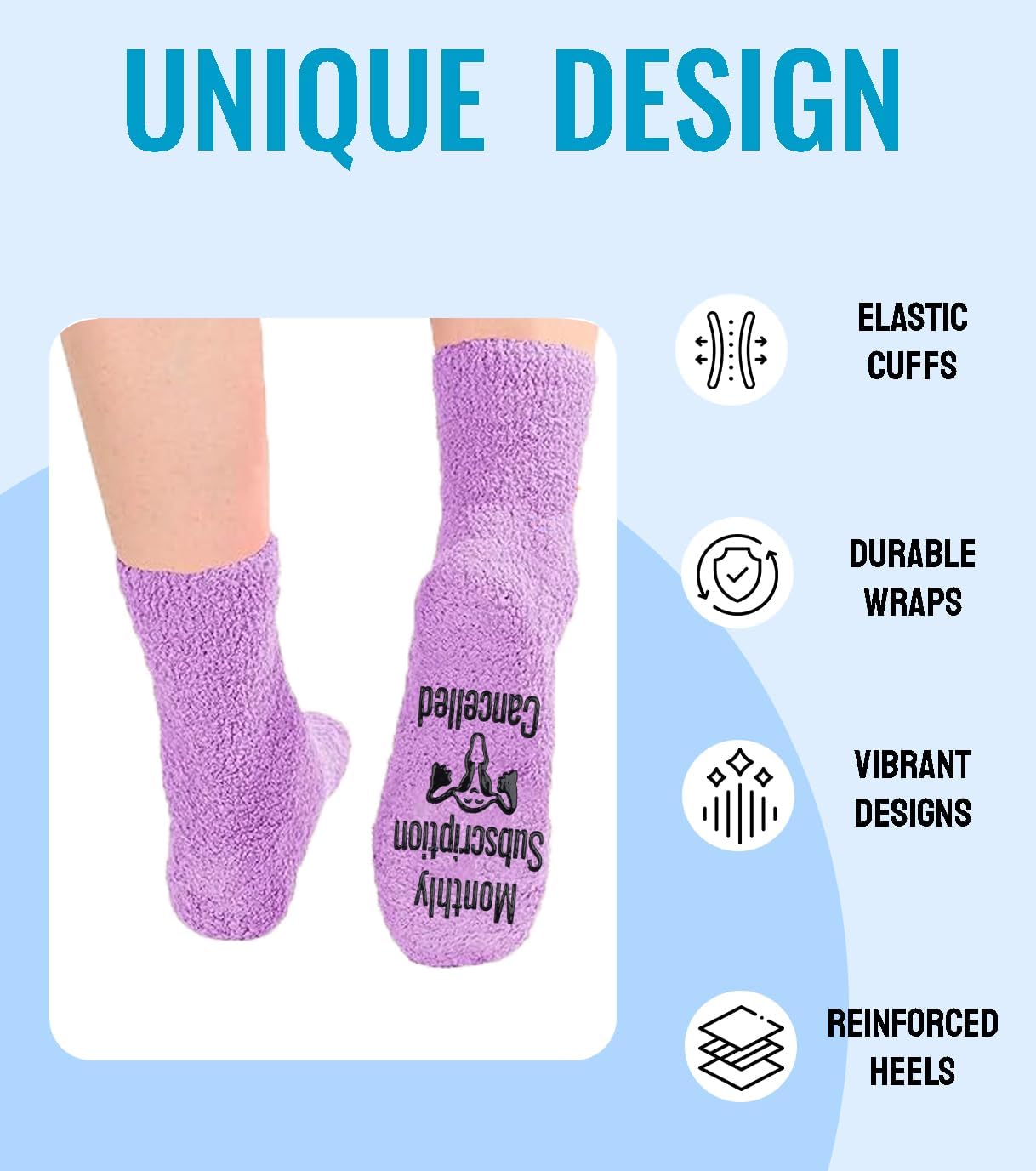 Hysterectomy Recovery Gifts for Women - 'Monthly Subscription Cancelled' Funny Novelty Socks, Soft Purple Crew