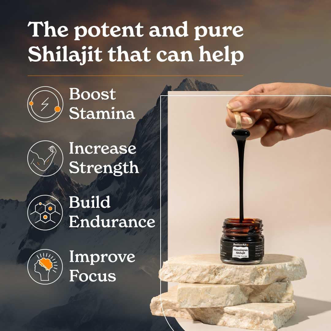 Better Alt Pure Himalayan Shilajit Resin – Gold Grade, 85+ Trace Minerals & 75% Fulvic Acid – Potent Ayurvedic Supplement for Energy, Stamina & Immune Support – 75 Servings (400mg) with Lab Testing