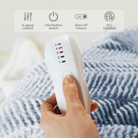 Cozy Bliss Heated Throw Blanket - 50x60" Luxuriously Soft Sherpa Electric Blanket with 5 Heat Levels, 3-Hour Auto-Off & ETL Certified Overheat Protection, Machine Washable (Frosty Blue)