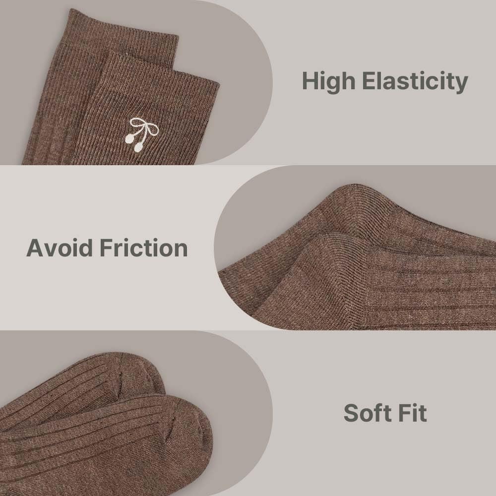 HOMSSEM Women's Ribbed Crew Socks – 5 Pair Soft, Breathable Cotton Blend for Everyday Comfort