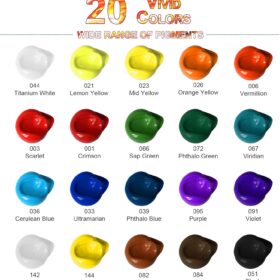 Heavy Body Acrylic Paint Set – 20 x 75ml Tubes, Professional Artist Grade Pigments for Canvas, Wood, Rock, & Fabric Painting