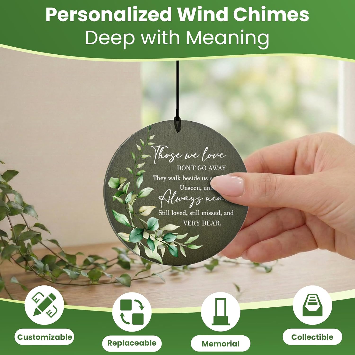 Personalized Memorial Wind Chimes – 36-Inch Sympathy Gifts for Loss of Loved One, In Loving Memory Outdoor Decor with Custom Name & Dates, Deep Tone Funeral Wind Chime for Garden