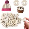 60 Pcs Wooden Pom Pom Buttons for Hats – 0.8" Removable Faux Fur Pom Pom Fasteners for Beanies & DIY Crafts