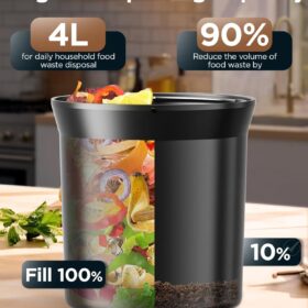 Smart Electric Kitchen Composter - 4L Odorless Countertop Food Waste Disposer with Auto-Clean & LED Display - Creates Organic Fertilizer in Hours