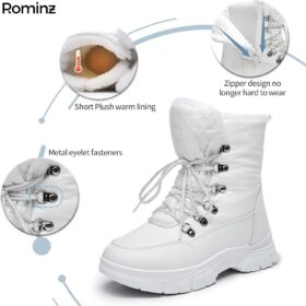 Rominz Women's Cozy Winter Snow Boots | Warm Faux Fur-Lined & Waterproof Mid-Calf Booties with Anti-Slip Grip