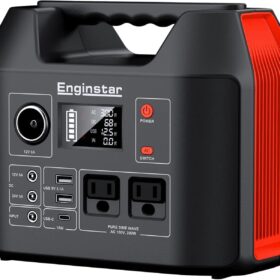 EnginStar 296Wh Portable Power Station, 300W Pure Sine Wave Solar Generator with 110V AC Outlet, 80000mAh Lithium Battery Bank for CPAP, Camping, and Emergency Backup