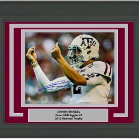 Johnny Manziel Signed Texas A&M Aggies 16x20 Photo with Money Sign - Framed College Football Memorabilia w/ Beckett BAS COA