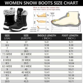 EARLDE Women's Waterproof Winter Snow Boots - Lightweight Mid-Calf Faux Fur Lined Outdoor Shoes with Non-Slip Sole