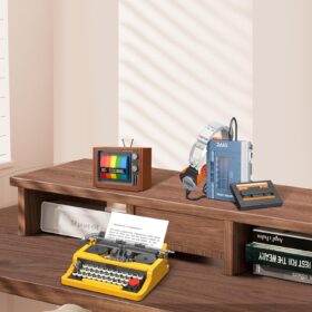 JMBricklayer Retro 3-in-1 Building Blocks Set: Typewriter, Walkman & TV - Vintage 1980s Office Decor (660 Pieces)