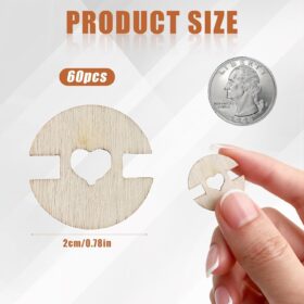 60 Pcs Wooden Pom Pom Buttons for Hats – 0.8" Removable Faux Fur Pom Pom Fasteners for Beanies & DIY Crafts