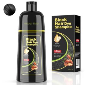 3-in-1 Black Hair Dye Shampoo with Argan Oil – Instant Gray Coverage for Women & Men (16.9 fl oz)