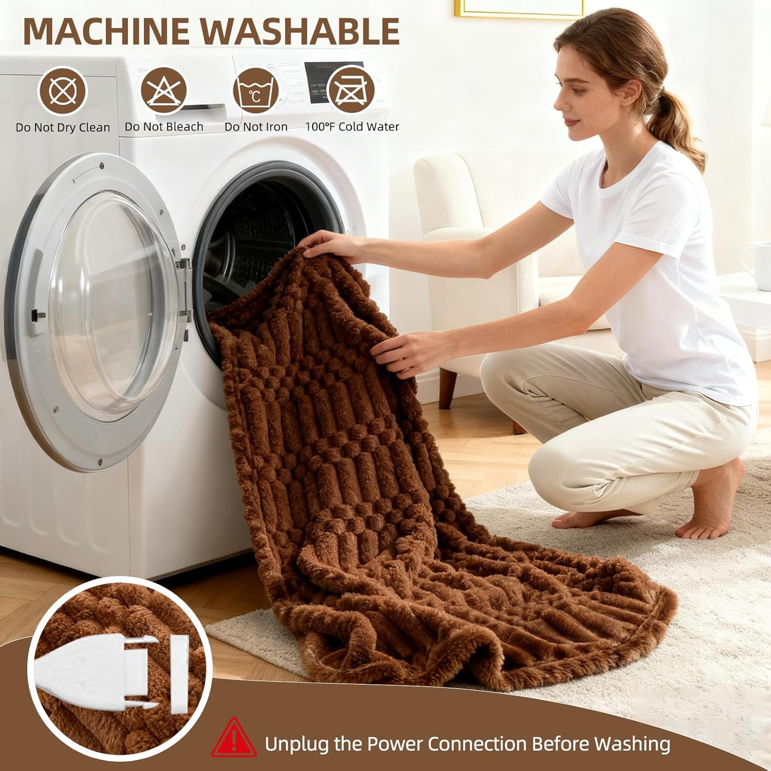 Luxury Flannel Heated Blanket Throw - 50x60 Inch Electric Blanket with 12 Heat Levels, 1-12 Hour Auto-Off Timer, ETL & FCC Certified, Machine Washable Soft Heating Throw for Home Office Couch