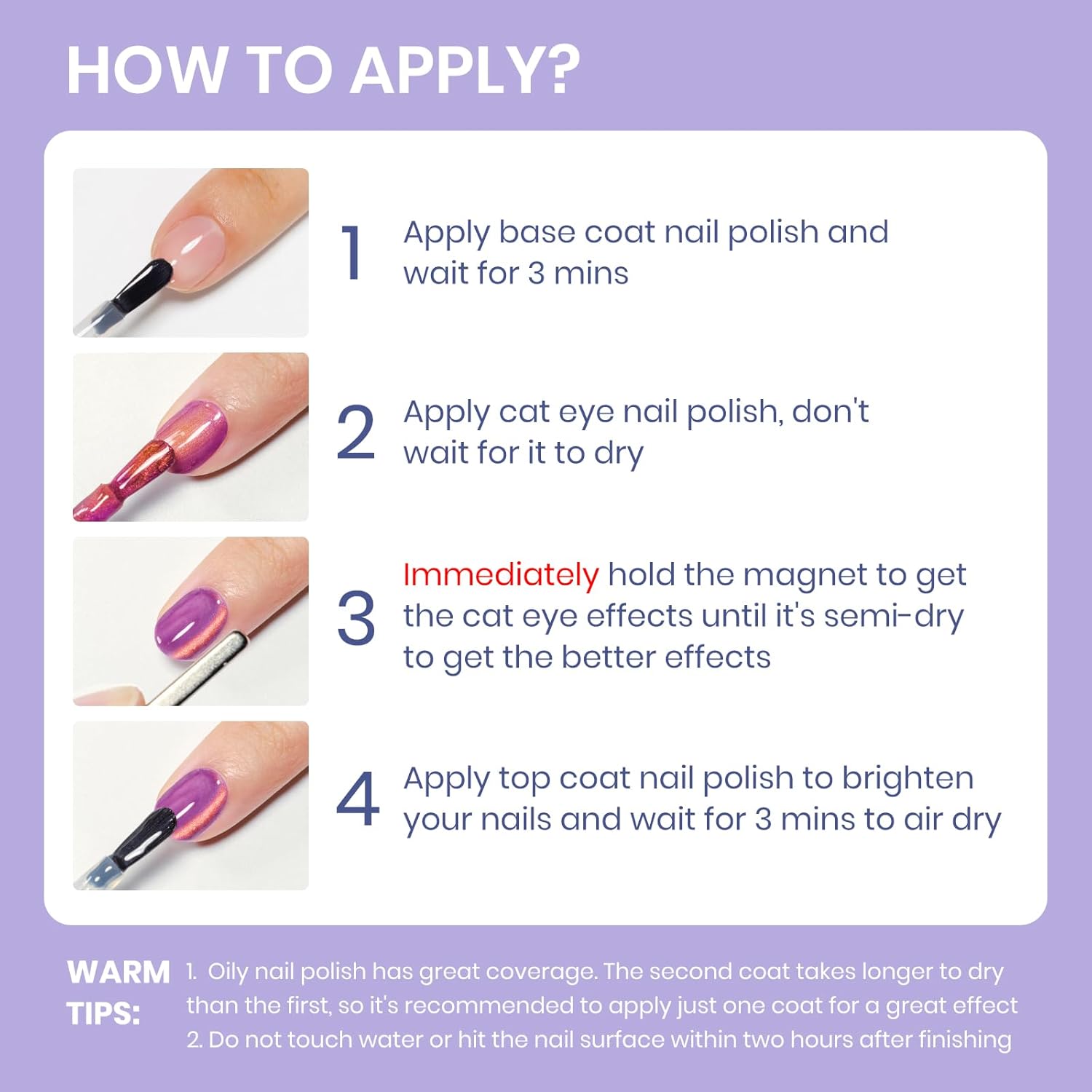 6-Piece Magnetic Cat Eye Nail Polish Set – Quick Dry, Non-Gel Holographic Nail Art Kit with Magnet Stick for DIY Salon Manicure