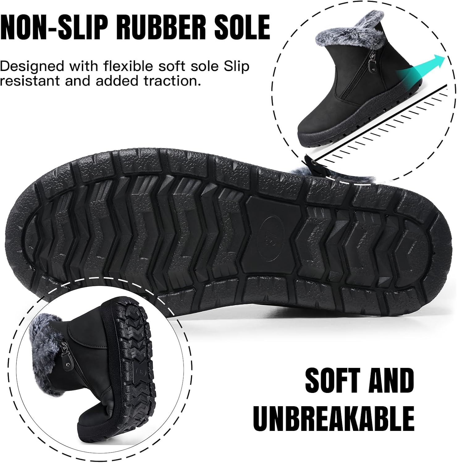 SHIBEVER Women's Waterproof Winter Snow Boots - Warm Faux Fur Lined Insulated Ankle Booties for Cold Weather