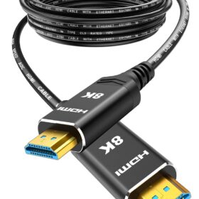 Highwings 50ft Fiber Optic HDMI 2.1 Cable - 8K@60Hz, 4K@120Hz 48Gbps, CL3 Rated In-Wall, eARC, VRR, HDCP 2.2 & 2.3 for PS5, Xbox, PC (15.24m)