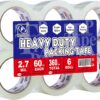 Heavy Duty Clear Packing Tape - 6 Rolls (360 Yards) - Ultra Strong 2.7 Mil Shipping & Packaging Tape, 1.88 Inch Wide, Fits Standard 2 inch Tape Dispenser
