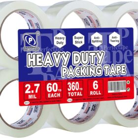 Heavy Duty Clear Packing Tape - 6 Rolls (360 Yards) - Ultra Strong 2.7 Mil Shipping & Packaging Tape, 1.88 Inch Wide, Fits Standard 2 inch Tape Dispenser