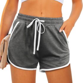 Aloodor Women's 2.5" Dolphin Running Shorts with Deep Pockets - Lightweight Athletic Workout Shorts with Drawstring