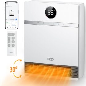 Dreo Smart Wall Heater | App & Voice Control with Alexa | 1500W PTC Electric Space Heater for Indoor Use | 30° Oscillation, 70.8in Power Cord, Whisper-Quiet | Perfect for Bedroom & Office