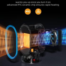 TABYIK Ceramic Space Heater for Indoor Use - 45° Oscillating Portable Heater with Fast, Quiet Heat, 7-Safety Protections for Office & Home Desktop Use - Black