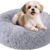 Calming Donut Dog Bed for Small & Medium Dogs - Super Soft Plush Round Cat & Puppy Bed, Washable with Non-Slip Bottom