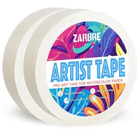 Premium White Artist Tape - 2 Pack Acid-Free Masking Tape for Watercolor, Canvas & Drafting - 1 Inch x 328 Feet, Residue-Free & Easy Tear