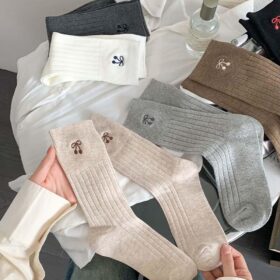 HOMSSEM Women's Ribbed Crew Socks – 5 Pair Soft, Breathable Cotton Blend for Everyday Comfort