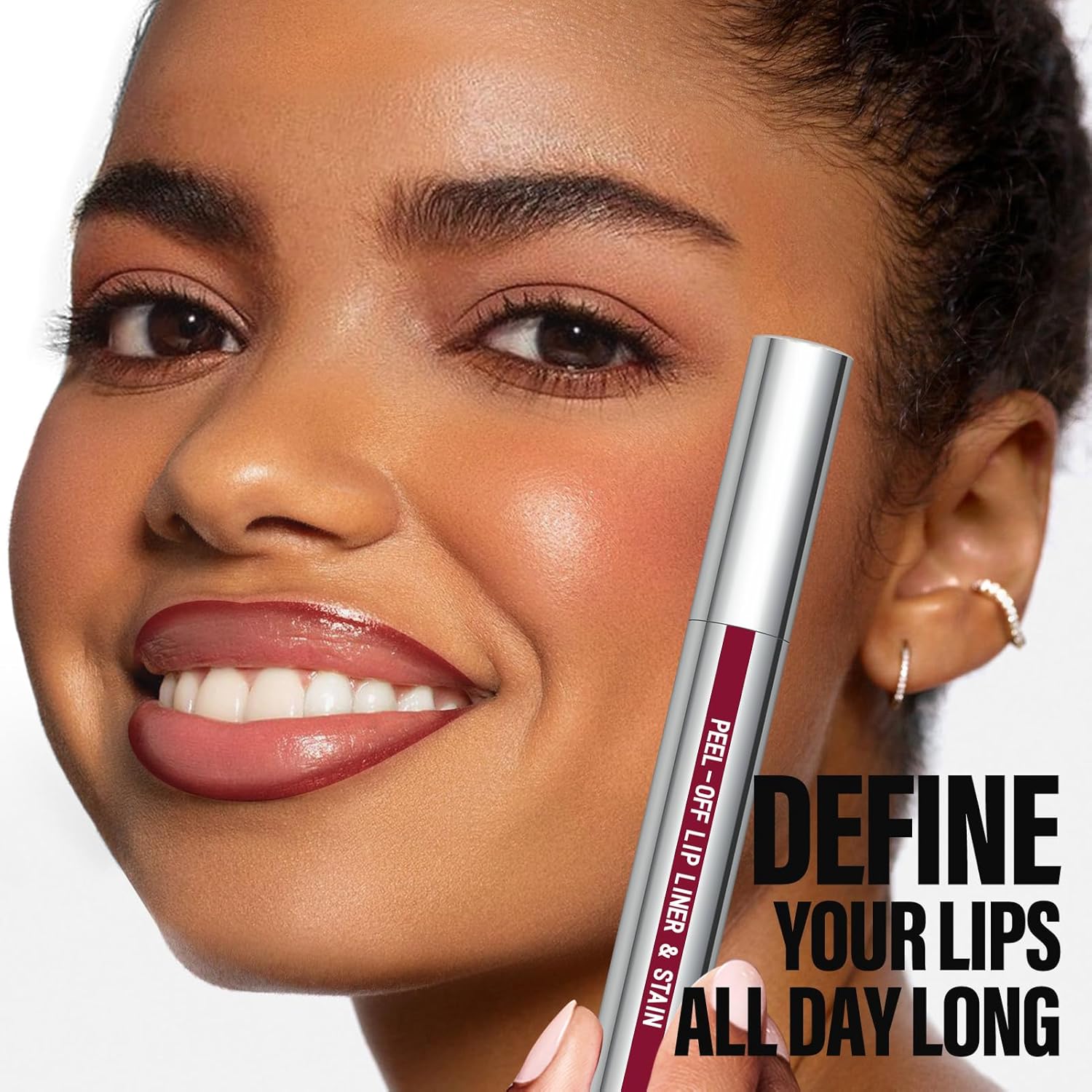 Cilrofelr Peel Off Lip Tattoo Liner Stain | Long-Lasting, Matte, Waterproof & Transfer-Proof Lip Color with Tweezer (Berry)