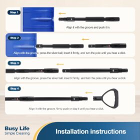 Yocada 55" Heavy-Duty Snow Shovel with Adjustable Handle | Wide Aluminum Blade & Ergonomic D-Grip for Effortless Snow Removal from Driveways, Sidewalks & Walkways