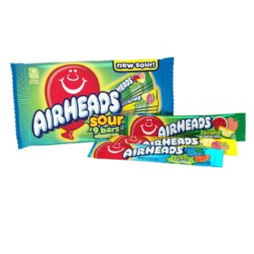 Airheads SOUR Candy Bars Variety Pack – Chewy Taffy in Watermelon, Blue Raspberry & Lemon Berry (9-Count Theater Box)