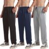 Men's 3-Pack Lightweight Joggers – Quick-Dry Open Bottom Sweatpants with Pockets – Athletic Running Pants & Casual Lounge Wear