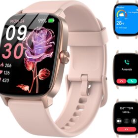 Smart Watch with Bluetooth Calling and AI Voice Assistant, 1.85" HD Screen Fitness Tracker, Heart Rate SpO2 Sleep Monitor, IP68 Waterproof Activity Tracker for Men Women (iOS & Android)