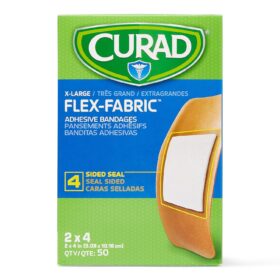 CURAD Flex-Fabric Adhesive Bandages, Extra Large 2x4 Inch, Heavy Duty Wound Care, 50 Count