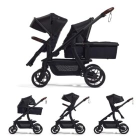 Momcozy ChangeGo All-Terrain Modular Stroller Wagon – Converts from Single to Double with Bassinet & Seat, UPF50+ Canopy