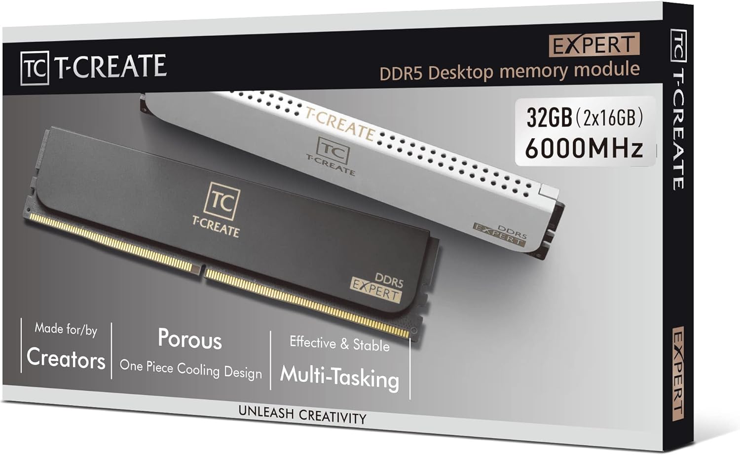 TEAMGROUP T-Create Expert 32GB (2x16GB) DDR5 6000MHz PC5-48000 CL30 Desktop RAM, Intel XMP 3.0 & AMD EXPO, Overclocking White Memory Module (CTCWD532G6000HC30DC01)