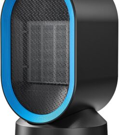 TABYIK Ceramic Space Heater for Indoor Use - 45° Oscillating Portable Heater with Fast, Quiet Heat, 7-Safety Protections for Office & Home Desktop Use - Black