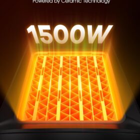 GiveFast Compact Electric Space Heater – 1500W PTC Ceramic Portable Heater with Thermostat, Tip-Over & Overheat Protection, Quiet Fan for Office, Bedroom, and Indoor Use