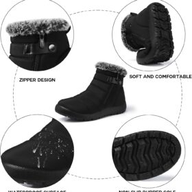 SHIBEVER Women's Waterproof Winter Snow Boots, Cozy Fur-Lined Warm Booties for Women, Non-Slip Outdoor Walking Ankle Shoes