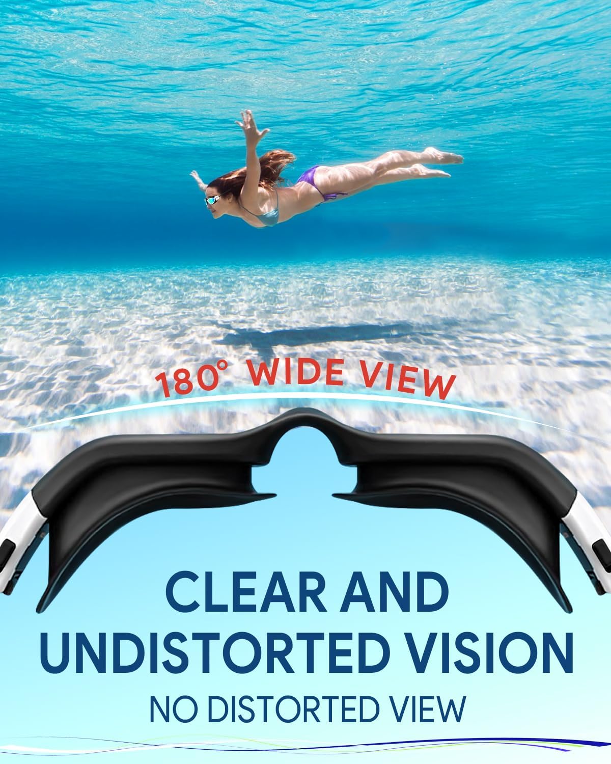 Polarized Swim Goggles for Adults – Anti-Fog, UV Protection, with No-Tangle Bungee Strap for Men & Women
