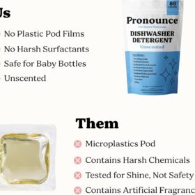 Pronounce Fragrance-Free Dishwasher Detergent (80 Loads) | Ultra-Concentrated Powder | Cuts Grease & Grime, Residue-Free | Scent-Free Powder for Sensitive Skin