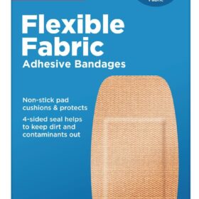 Amazon Basic Care XL Flexible Fabric Adhesive Bandages, 2 Inch x 4 Inch, Heavy-Duty Wound Protection for Minor Cuts and Scrapes, 10 Count