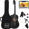 38in All-Wood Beginner Acoustic Guitar Starter Kit – Matte Black with Gig Bag, Accessories & Free Lessons