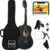 38in All-Wood Beginner Acoustic Guitar Starter Kit – Matte Black with Gig Bag, Accessories & Free Lessons