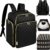 AHZSKE Extra Large Nail Polish Organizer Backpack – Holds 126 Bottles & Lamp, Portable Rolling Backpack Case with 3 Removable Pouches for Nail Tech Supplies & Travel (Pure Black)