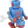 Vintage Tinplate Wind-Up Drumming Robot – Retro Clockwork Toy Figure for Collectors, Kids & Home Decor