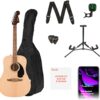 Fender California Debut Redondo Beginner Acoustic Guitar Bundle with Gig Bag, Stand, Tuner & Accessories – Natural