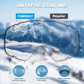 Findway OTG Ski Goggles – See Every Slope Clearly with Over-The-Glass Snow Goggles for Men, Women & Youth