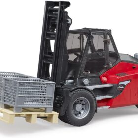 BRUDER Linde HTI60 Forklift Toy with Pallet & Cargo Cages - 1:16 Scale Model